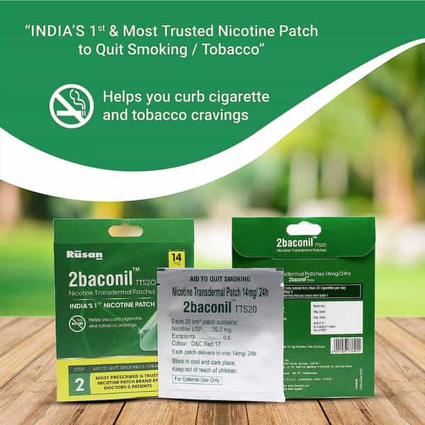 Rusan 2Baconil Nicotine Transdermal Patch 24H | Pack Of 2 Patches (Step 2 - 14 Mg)