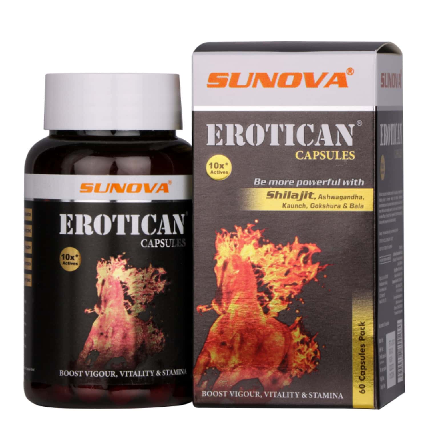 Sunova Erotican - Shilajit And Ashwagandha | Energy Booster For Men - 60 Capsules
