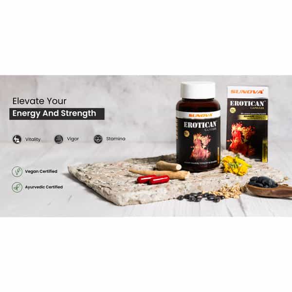 Sunova Erotican - Shilajit And Ashwagandha | Energy Booster For Men - 60 Capsules