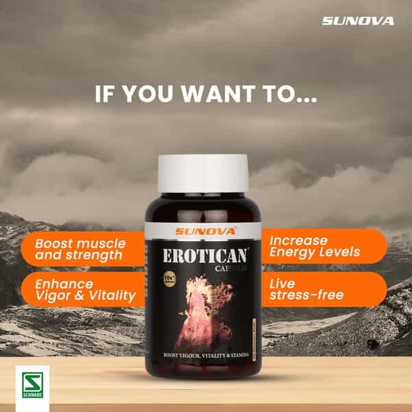 Sunova Erotican - Shilajit And Ashwagandha | Energy Booster For Men - 60 Capsules