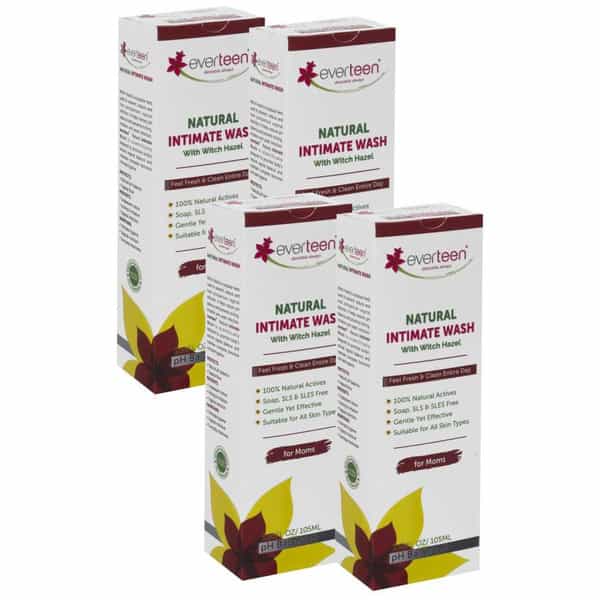 Everteen Witch Hazel Natural Intimate Wash For Intimate Hygiene In Moms 4 Packs (105Ml Each)