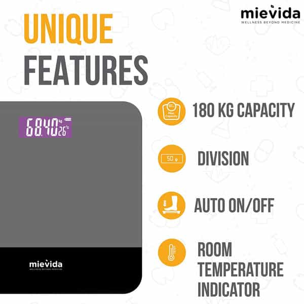 Mievida Fit F9 Personal Digital Weighing Machine With Large Backlight Lcd Display