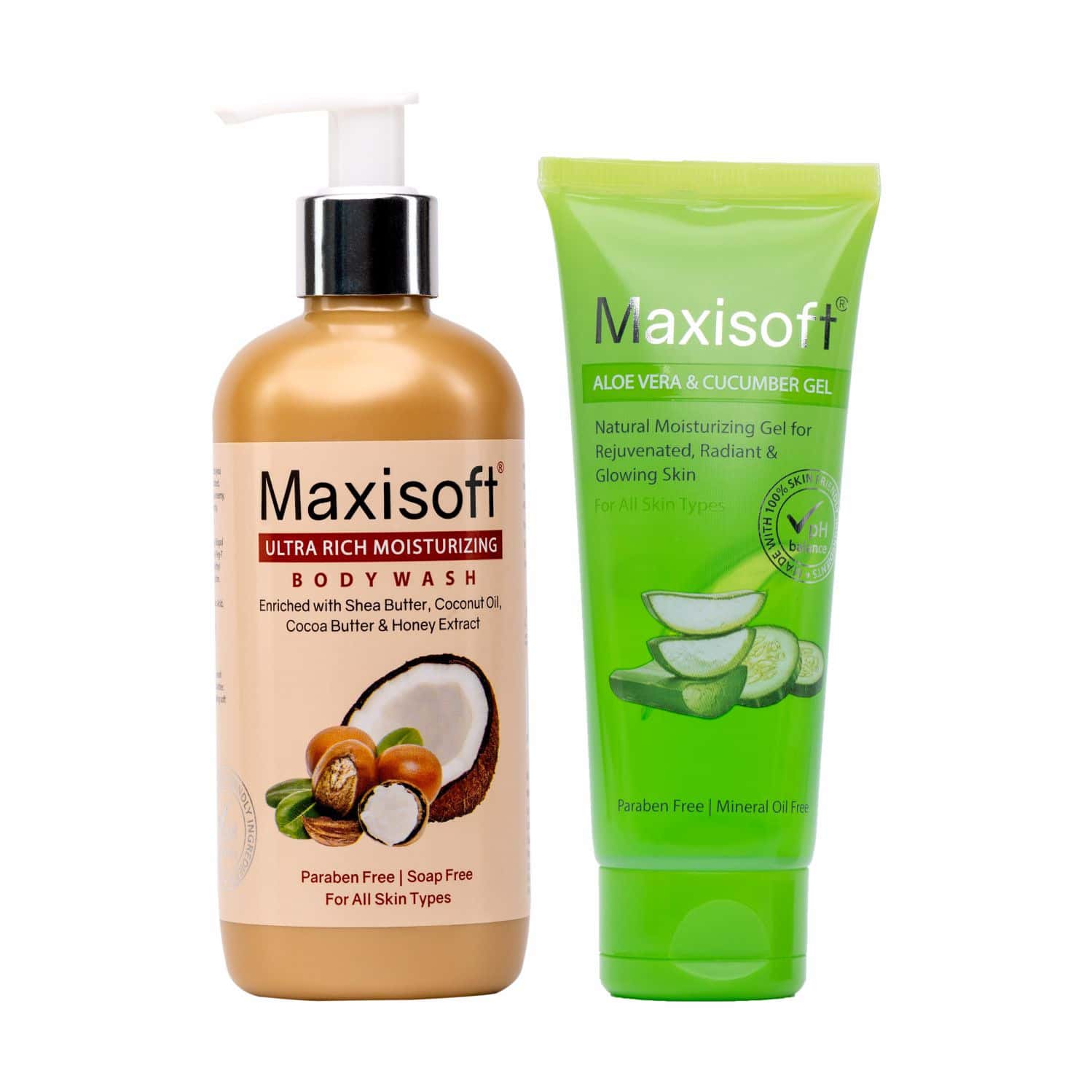 Maxisoft Winter Care Kit (Ultra Rich Moisturizing Body Wash 300ml + Aloe Vera & Cucumber Gel 120gm)