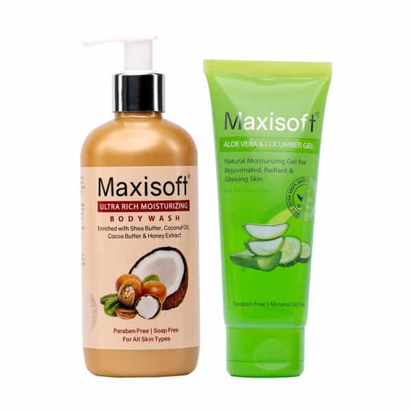 Maxisoft Winter Care Kit (Ultra Rich Moisturizing Body Wash 300Ml + Aloe Vera & Cucumber Gel 120Gm)