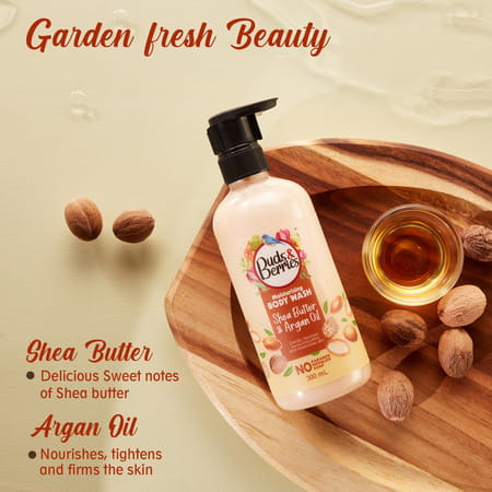 Buds & Berries Moisturising Shea Butter And Argan Oil Body Wash For Soft & Clear Skin (300 Ml)