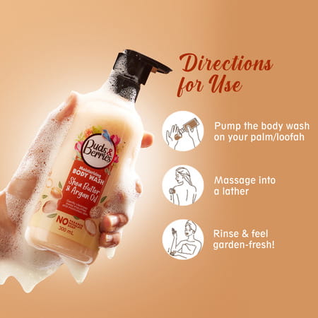 Buds & Berries Moisturising Shea Butter And Argan Oil Body Wash For Soft & Clear Skin (300 Ml)