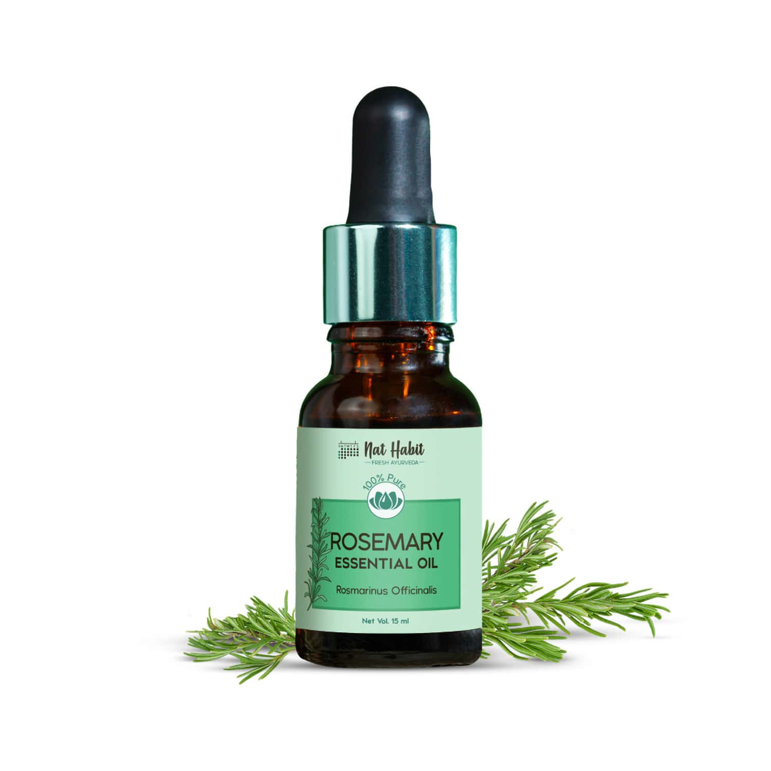 Nat Habit Pure Rosemary Essential Oil For Women & Men | Hair Growth | Hair Fall & Acne | 15ml