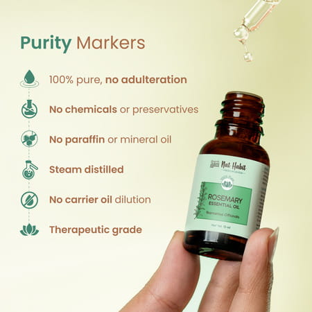 Nat Habit Pure Rosemary Essential Oil For Women & Men | Hair Growth | Hair Fall & Acne | 15ml