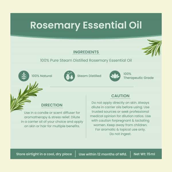 Nat Habit Pure Rosemary Essential Oil For Women & Men | Hair Growth | Hair Fall & Acne | 15Ml