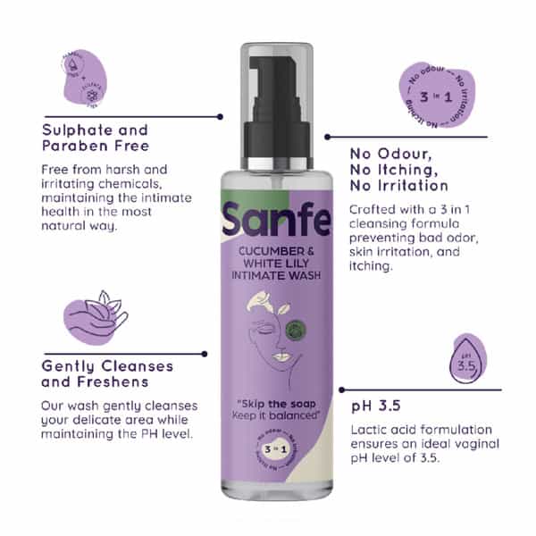 Sanfe Natural Intimate Wash 3 In 1 - 100Ml