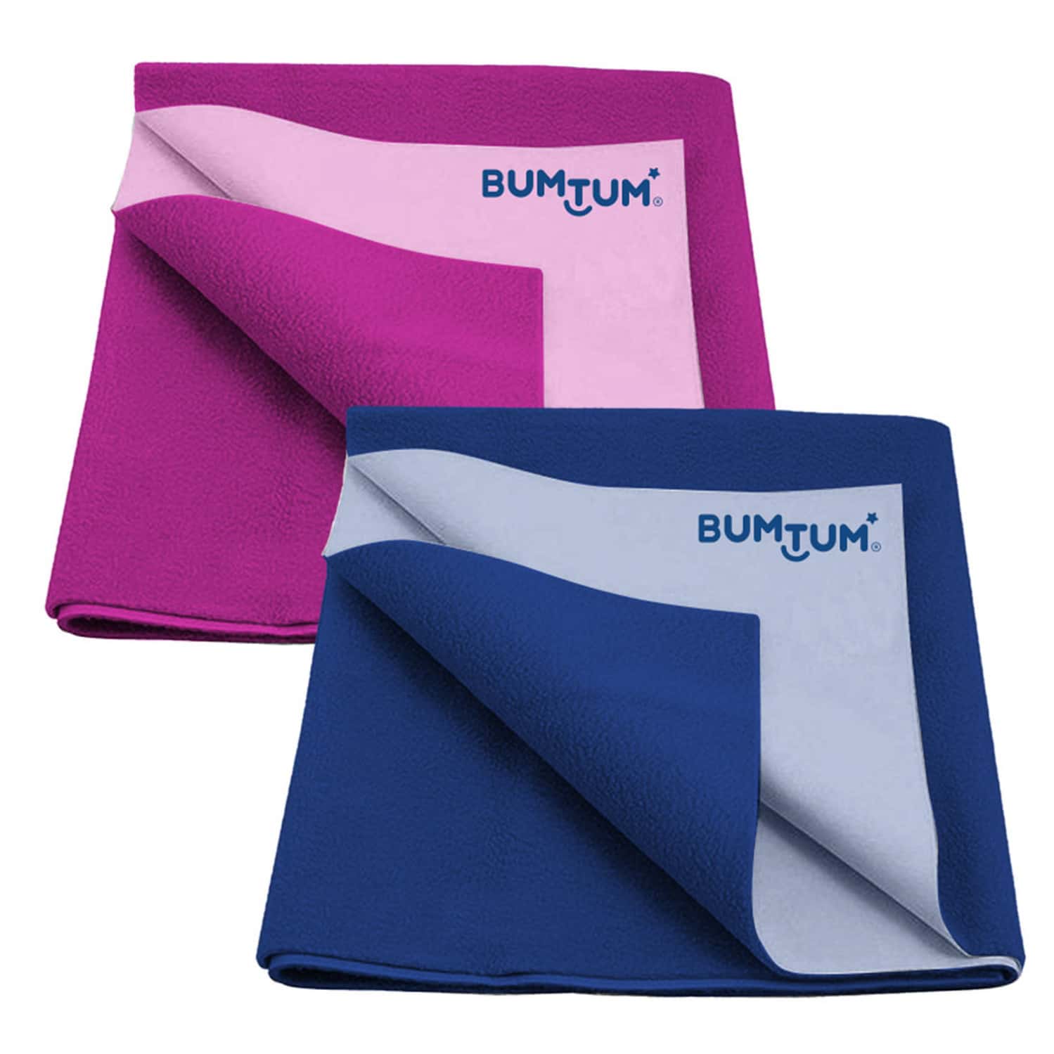 Bumtum Dry Sheet Leakproof Baby Bed Protector (Grape + Royal Blue Large Size 100*140cm|Pack Of 2)