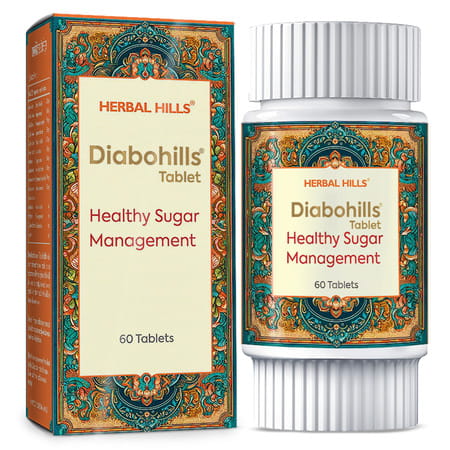 Herbal Hills Diabohills 60 Tablets (Pack Of 4) - Diabetes Supplement - Controls Blood Sugar/Glucose