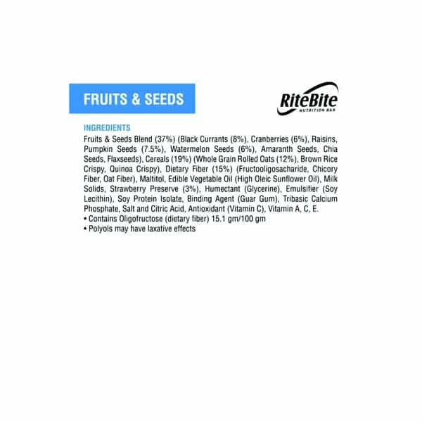Ritebite Fruit & Seeds Nutrition Bar (Pack Of 12) Box Of 420 G