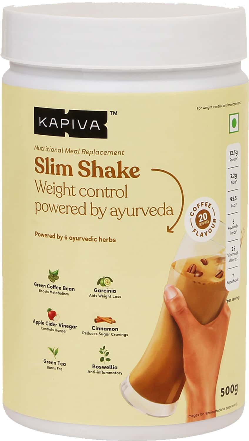 Kapiva Coffee Slim Shake -Meal Replacement Drink Powered - 500 Grams