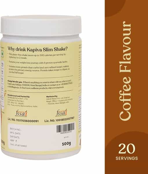Kapiva Coffee Slim Shake -Meal Replacement Drink Powered - 500 Grams
