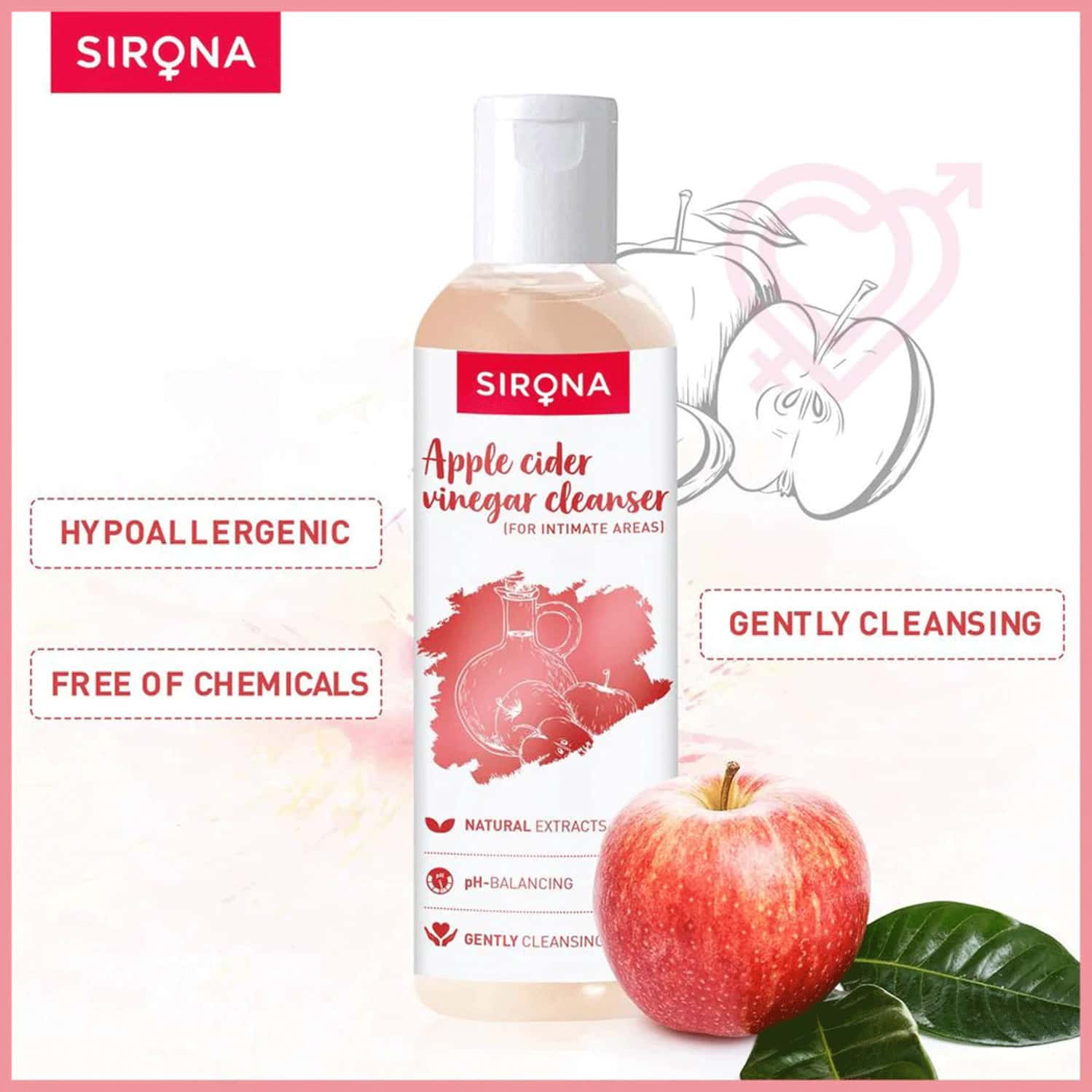 Buy SIRONA APPLE CIDER VINEGAR CLEANSER FOR INTIMATE AREAS 200 ML