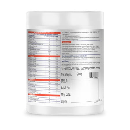 Gritzo Supermilk Growth+(Formerly Height+) (13+Y Girls) | 13G Protein Powder (Double Choco | 200G)