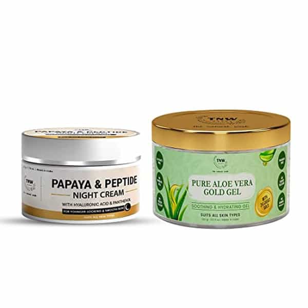 Tnw The Natural Wash Combo With Papaya & Peptide Night Cream & Pure Aloe Vera Gold Gel