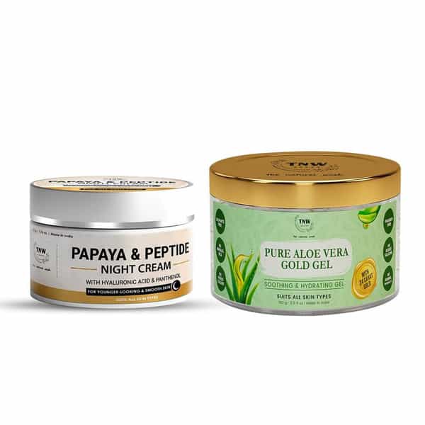 Tnw The Natural Wash Combo With Papaya & Peptide Night Cream & Pure Aloe Vera Gold Gel