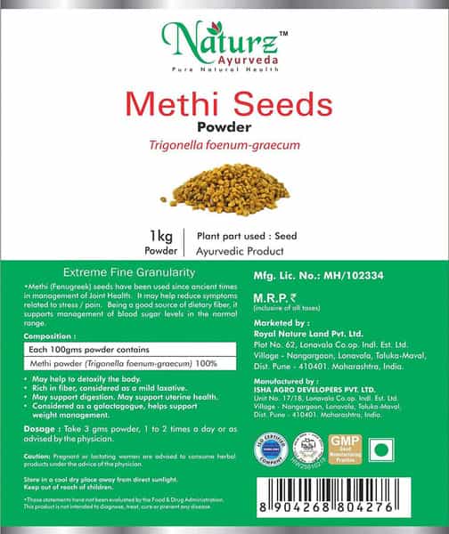 Naturz Ayurveda Methi Seed Powder - 1 Kg Grey
