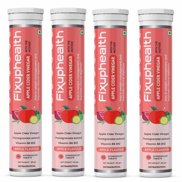 Fixuphealth Apple Cider Vinegar With The Mother Vitamin B6 B12 Tablets Pack Of 4