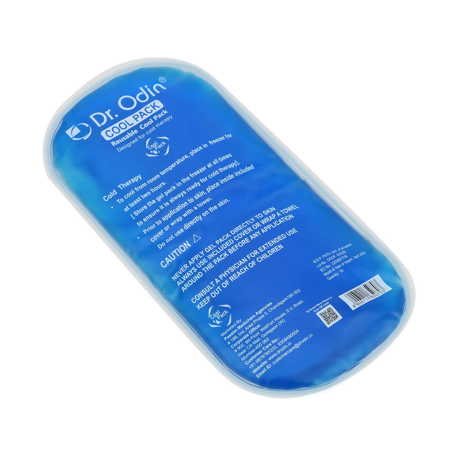 Dr. Odin Reusable Oval Cold Pack For Pain Relief With Washable Cotton Cover And Adjustable | Icepack