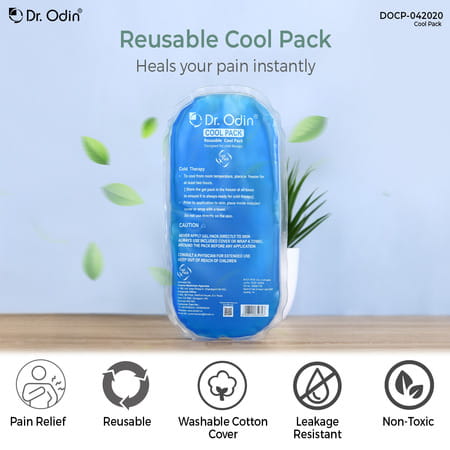 Dr. Odin Reusable Oval Cold Pack For Pain Relief With Washable Cotton Cover And Adjustable | Icepack