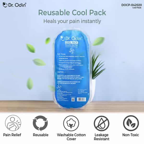 Dr. Odin Reusable Oval Cold Pack For Pain Relief With Washable Cotton Cover And Adjustable | Icepack
