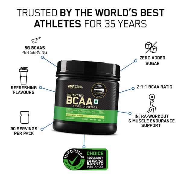 Optimum Nutrition Bcaa5000 Green Apple 250Gm 30 Servings