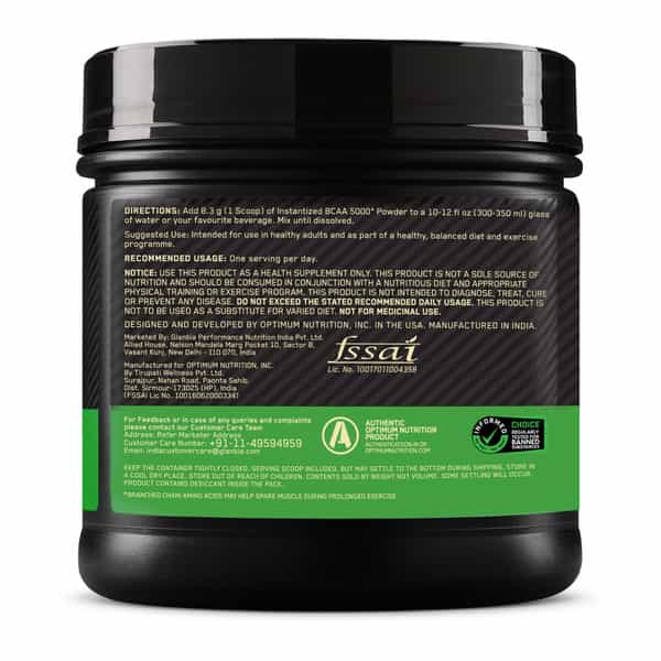 Optimum Nutrition Bcaa5000 Green Apple 250Gm 30 Servings