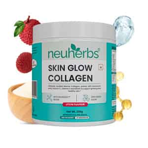Neuherbs Skin Glow Collagen Powder- 200g (litchi Flavour) With Hyaluronic Acid | Vitamin E & C