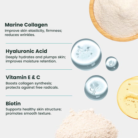 Neuherbs Skin Glow Collagen Powder- 200g (Litchi Flavour) With Hyaluronic Acid | Vitamin E & C