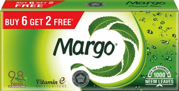 Margo Original Neem Soap - 125Gm Pack Of 8 (Buy 6 Get 2 Free)