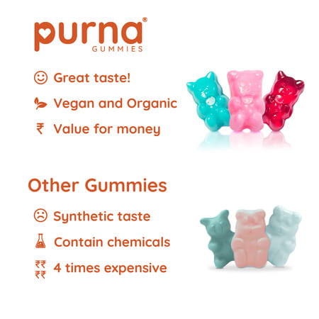 Purna Gummies Superfruits Collagen Gummies Mixed Fruit Flavor For Healthy Hair | 30 Days Pack