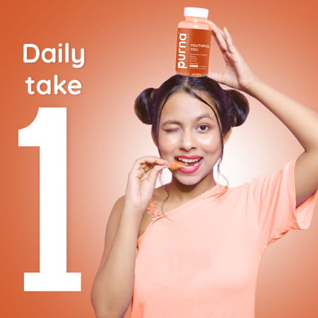 Purna Gummies Superfruits Collagen Gummies Mixed Fruit Flavor For Healthy Hair | 30 Days Pack