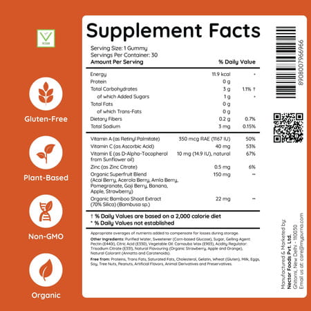 Purna Gummies Superfruits Collagen Gummies Mixed Fruit Flavor For Healthy Hair | 30 Days Pack