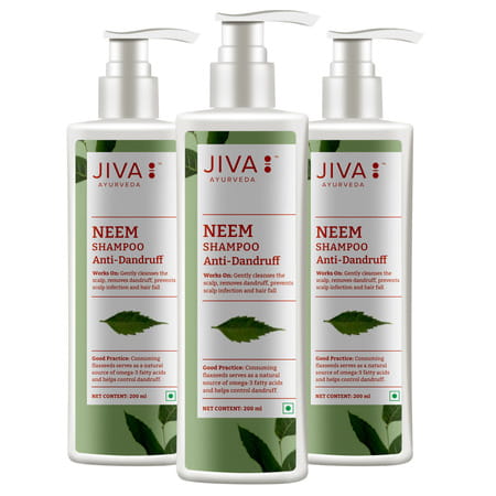 Jiva Neem Shampoo Deep Cleanses|Removes Dandruff & Nourishes The Hair -200ml(Pack Of 3)
