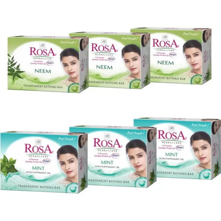 Rosa Transparent Mint & Neem Soap I Skin Conditioners I Pack 6 *100g Each