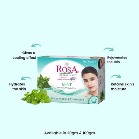 Rosa Transparent Mint & Neem Soap I Skin Conditioners I Pack 6 *100g Each