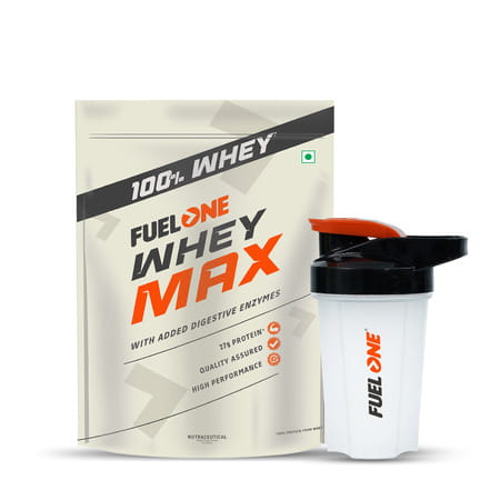 Fuel One Whey Max | Whey Protein Concentrate & Whey Protein Isolate (Chocolate | 1kg) With Shaker