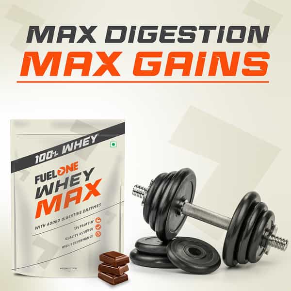 Fuel One Whey Max | Whey Protein Concentrate & Whey Protein Isolate (Chocolate | 1Kg) With Shaker