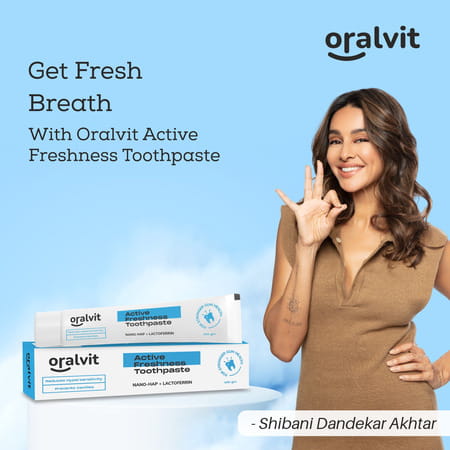 Oralvit Active Freshness Toothpaste With Nano-Hap & Lactoferrin | Daily Germ Protection - 100gm