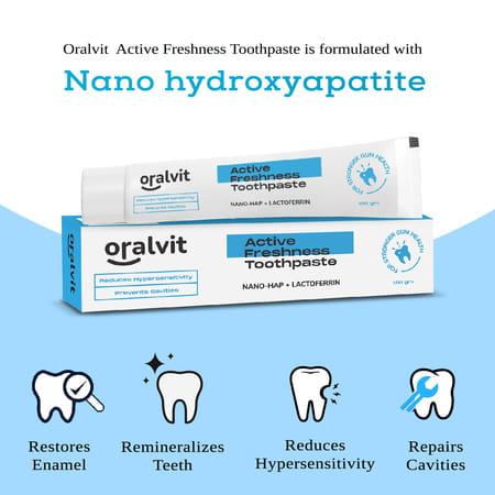 Oralvit Active Freshness Toothpaste With Nano-Hap & Lactoferrin | Daily Germ Protection - 100gm