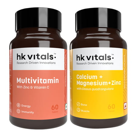 Hk Vitals Multivitamin + Calcium | Magnesium & Zinc (60 Each) | Combo For Men & Women