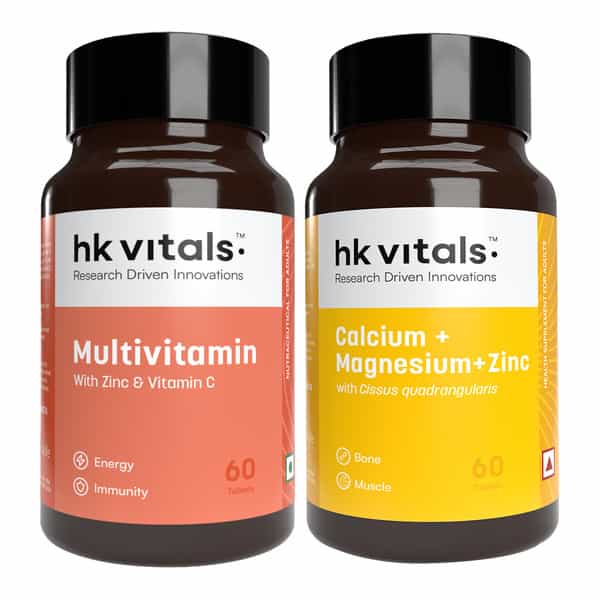 Hk Vitals Multivitamin + Calcium | Magnesium & Zinc (60 Each) | Combo For Men & Women