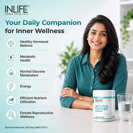 Inlife Myo Inositol Powder Supplement 2000Mg | Pcos, Helps Manage Irregular Periods,Relaxation, 200G