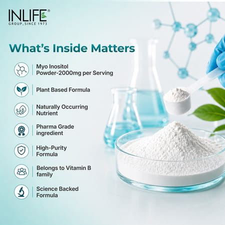 Inlife Myo Inositol Powder Supplement 2000Mg | Pcos, Helps Manage Irregular Periods,Relaxation, 200G