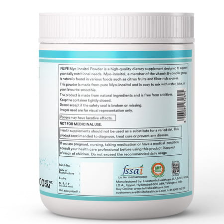 Inlife Myo Inositol Powder Supplement 2000Mg | Pcos, Helps Manage Irregular Periods,Relaxation, 200G