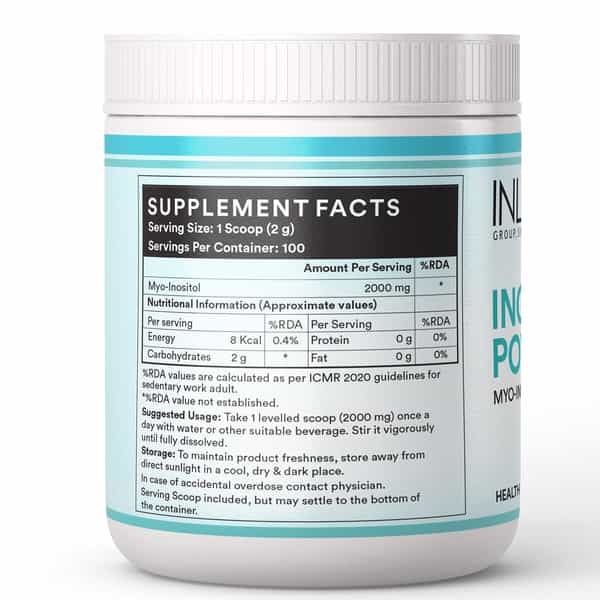 Inlife Myo Inositol Powder 2000Mg For Pcos & Hormonal Balance - 200G