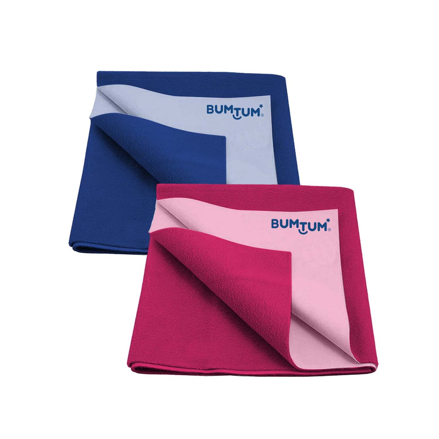 Bumtum Dry Sheet Leakproof Baby Bed Protector (Royal Blue + Hot Pink Small Size 50*70cm|Pack Of 2)